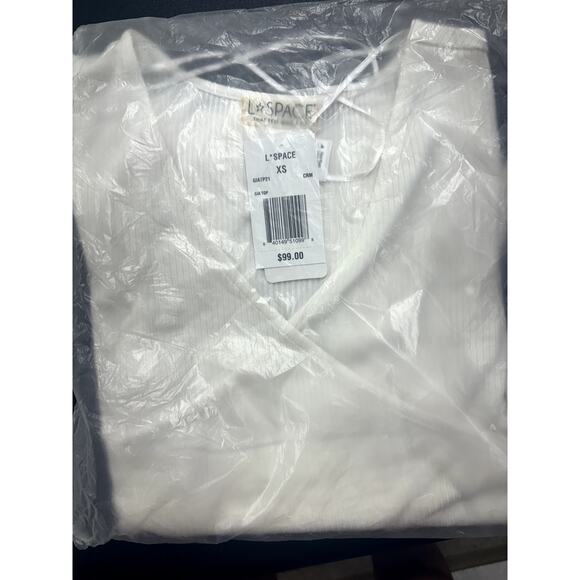 L*Space NWT Gia V-Neck Wrap Front Long Sleeve Crop‎ Top Cream XS, S & L MSRP $99 - Picture 5 of 8